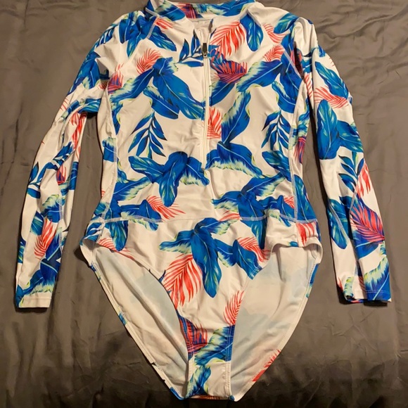 Floral one piece rash guard